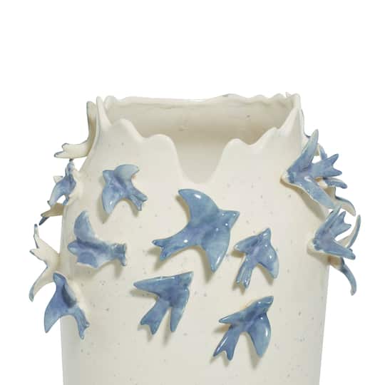 White Ceramic Coastal Vase, 18" x 11" x 11"